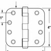 Prime-Line Door Hinge Commercial Smooth Pivot, 4 in. x 4 in. with 5/8 in. Radius Corners, Satin Nickel 3 Pack U 1157053